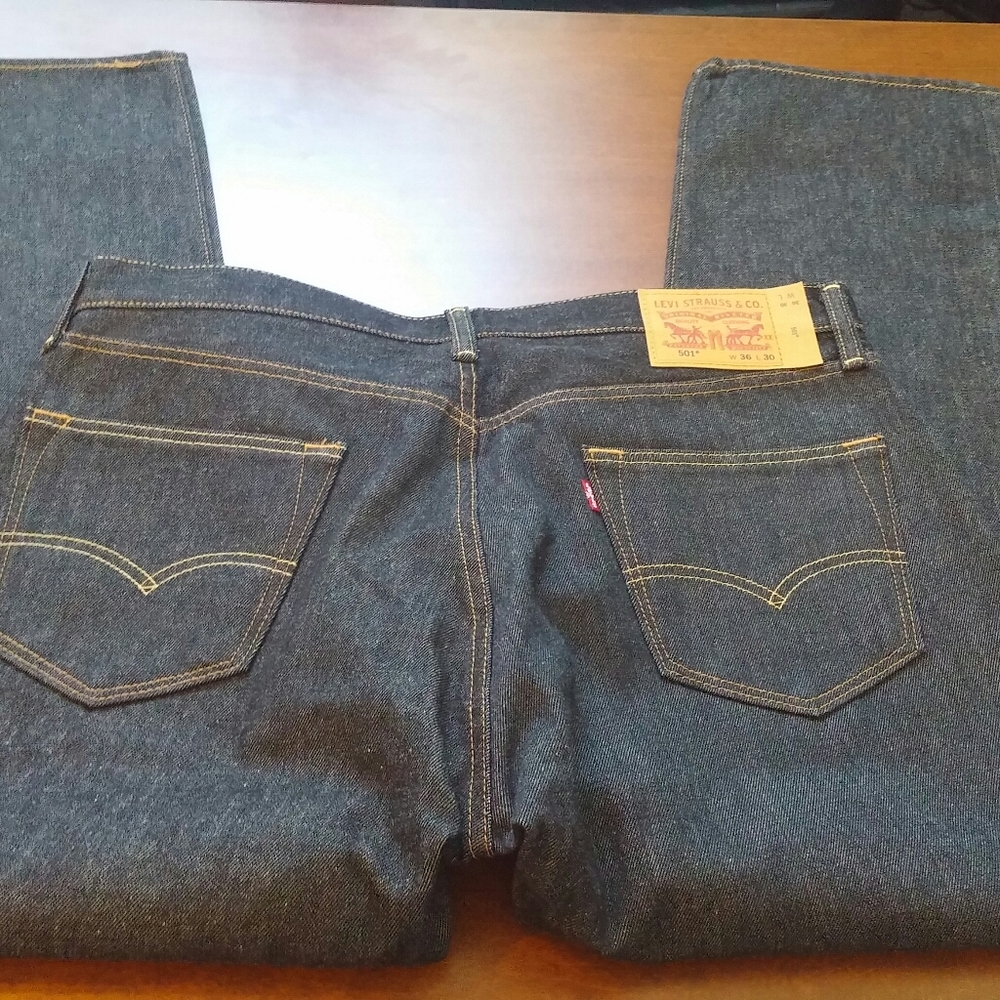 Mens Black Denim Levis 501 Jeans Size 36x30